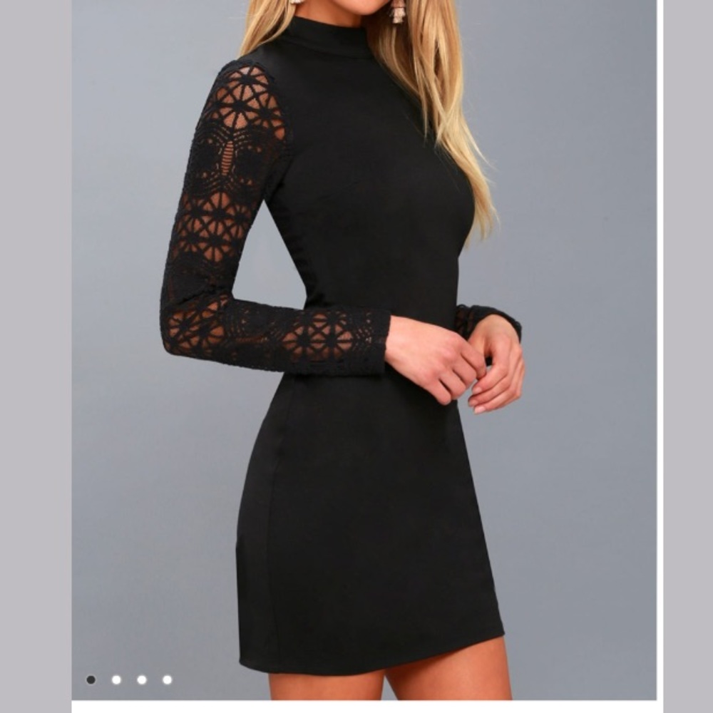 Black Lace Long Sleeve Bodycon Dress